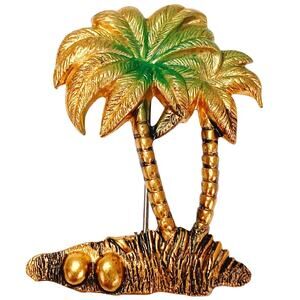 VTG Mid Century Palm Tree Brooch Enamel Tiki Resort Pin 1950s Tropical Playful